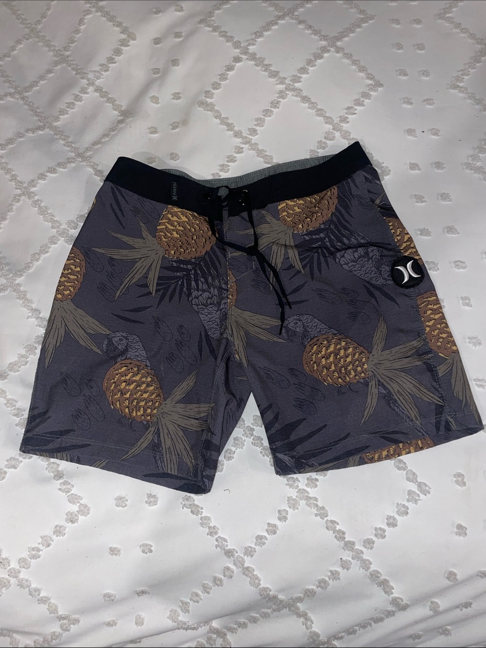Hurley Gray Pineapple Print Swim Trunks